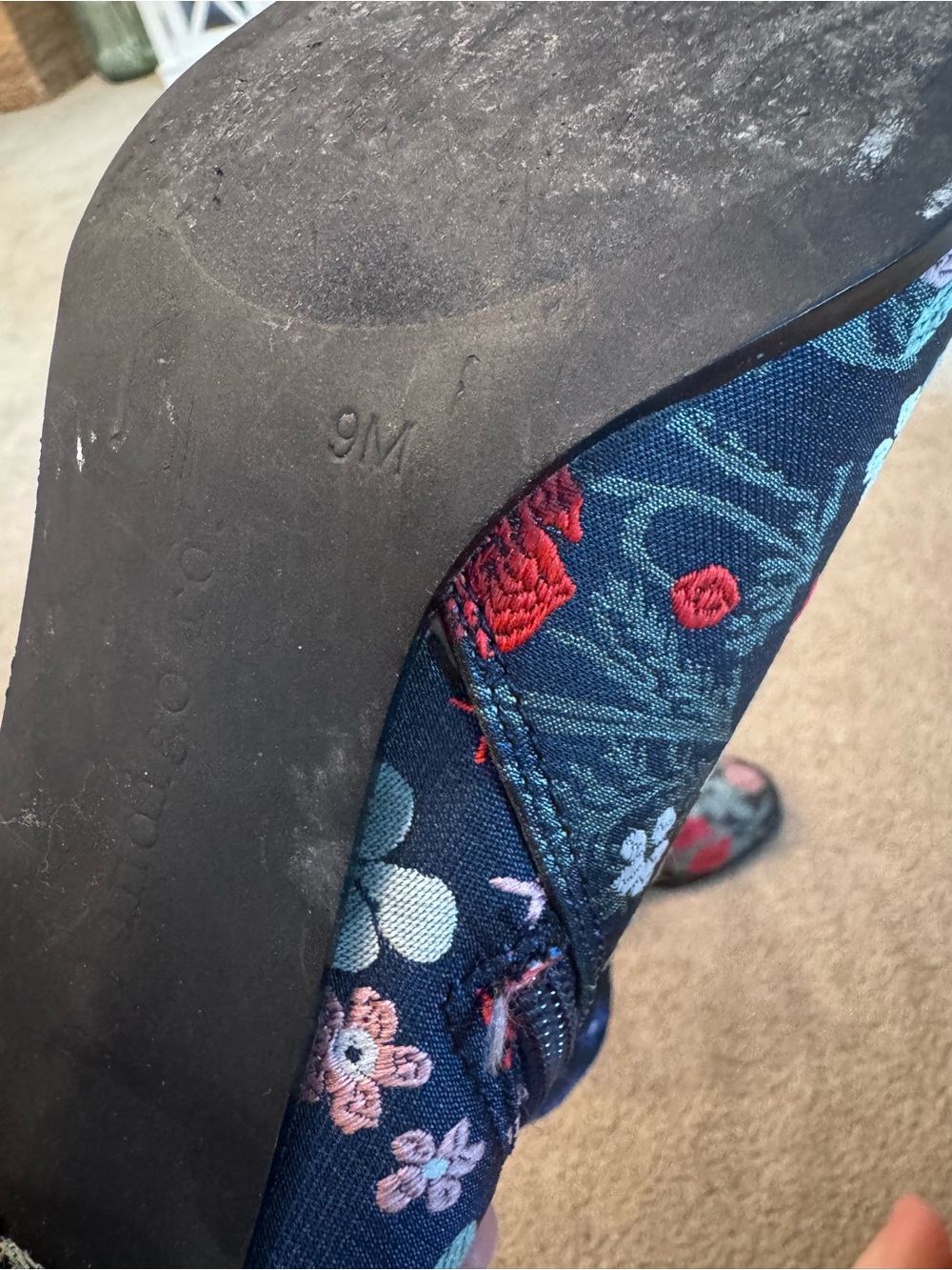 Floral Tapestry Embroidered Block Heel Booties Indigo Rd Size 9M - Picture 9 of 9